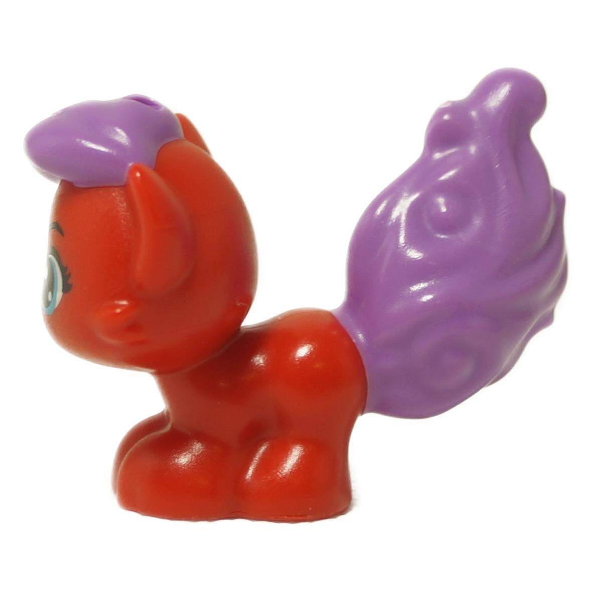 LEGO® Disney Ariel’s kitten Treasure figure side view showing curled purple tail and red body

