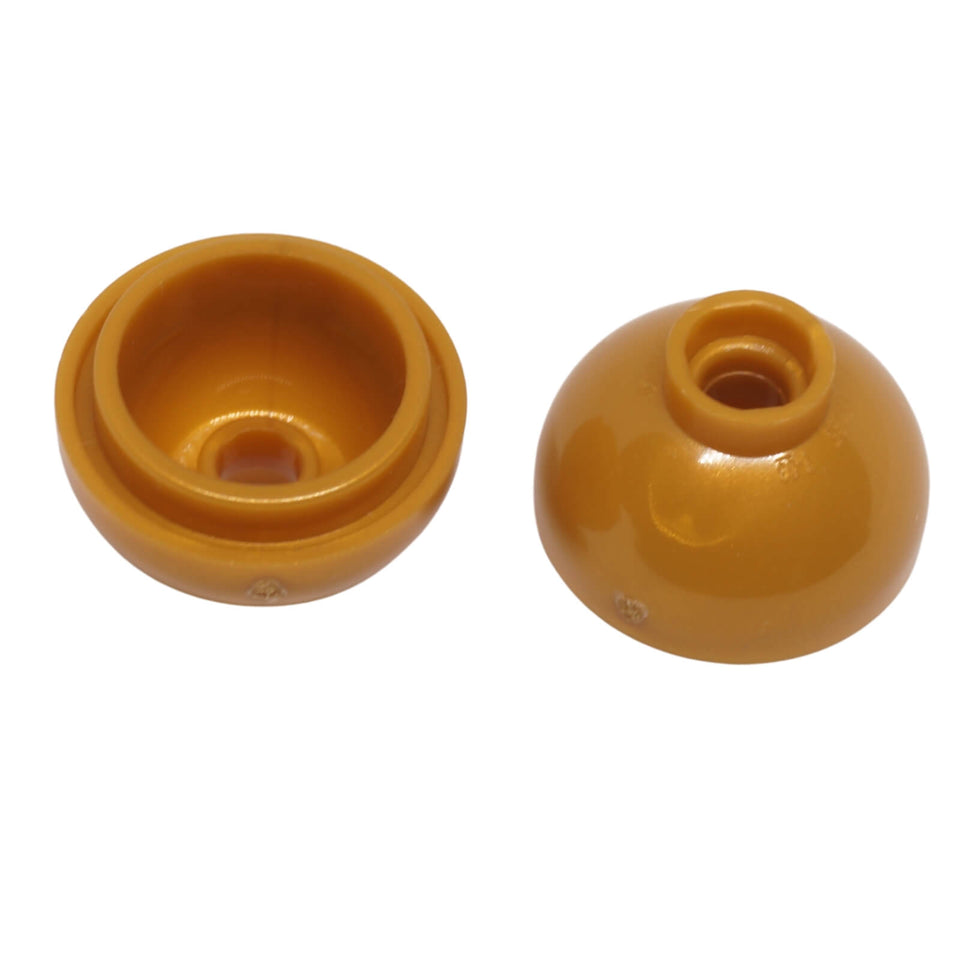 LEGO round 2x2 dome bottom part 15395 pearl gold curved element, pearl gold
