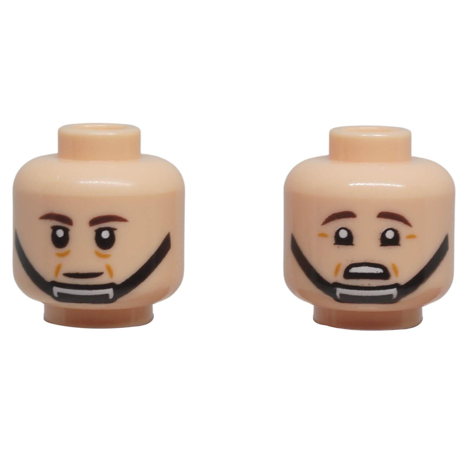 LEGO® Dual-Sided Minifigure Head 3626pb2452 with Chin Strap Beard and Two Expressions