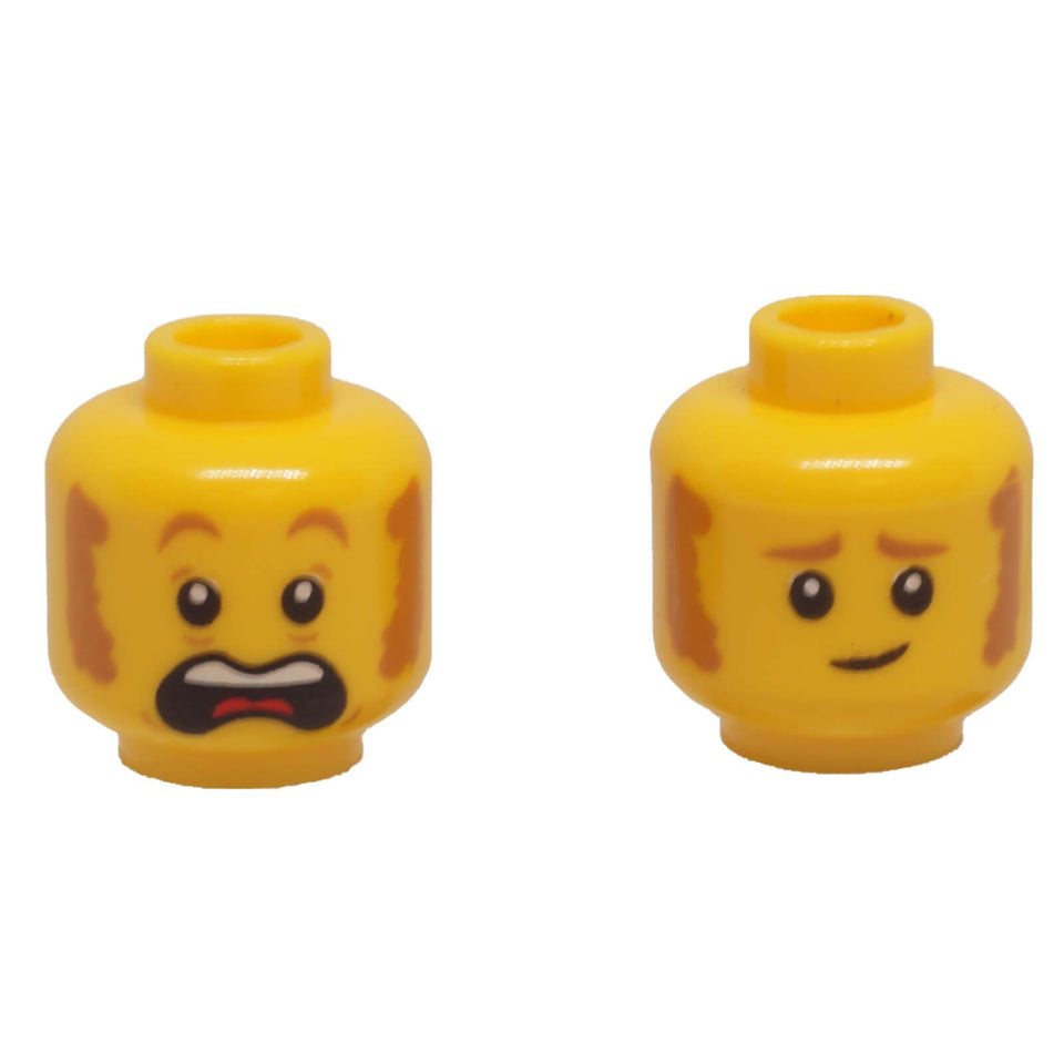 LEGO® Dual-Sided Minifigure Head 3626pb2903 with Worried Grin and Scared Expression