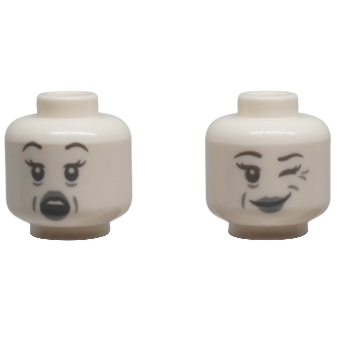 LEGO® Dual-Sided Female Minifigure Head 3626pb3981 with winking grin and scared facial expression