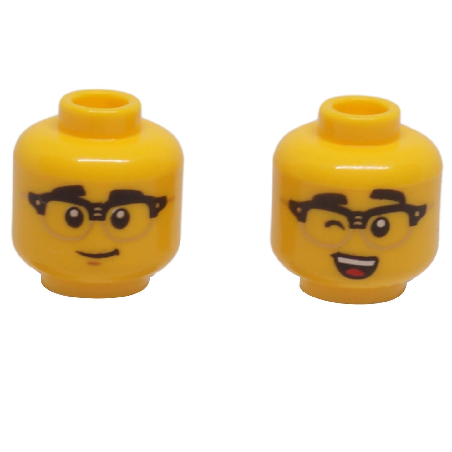 LEGO dual-sided minifigure head with glasses grin and wink expression 3626pb3516