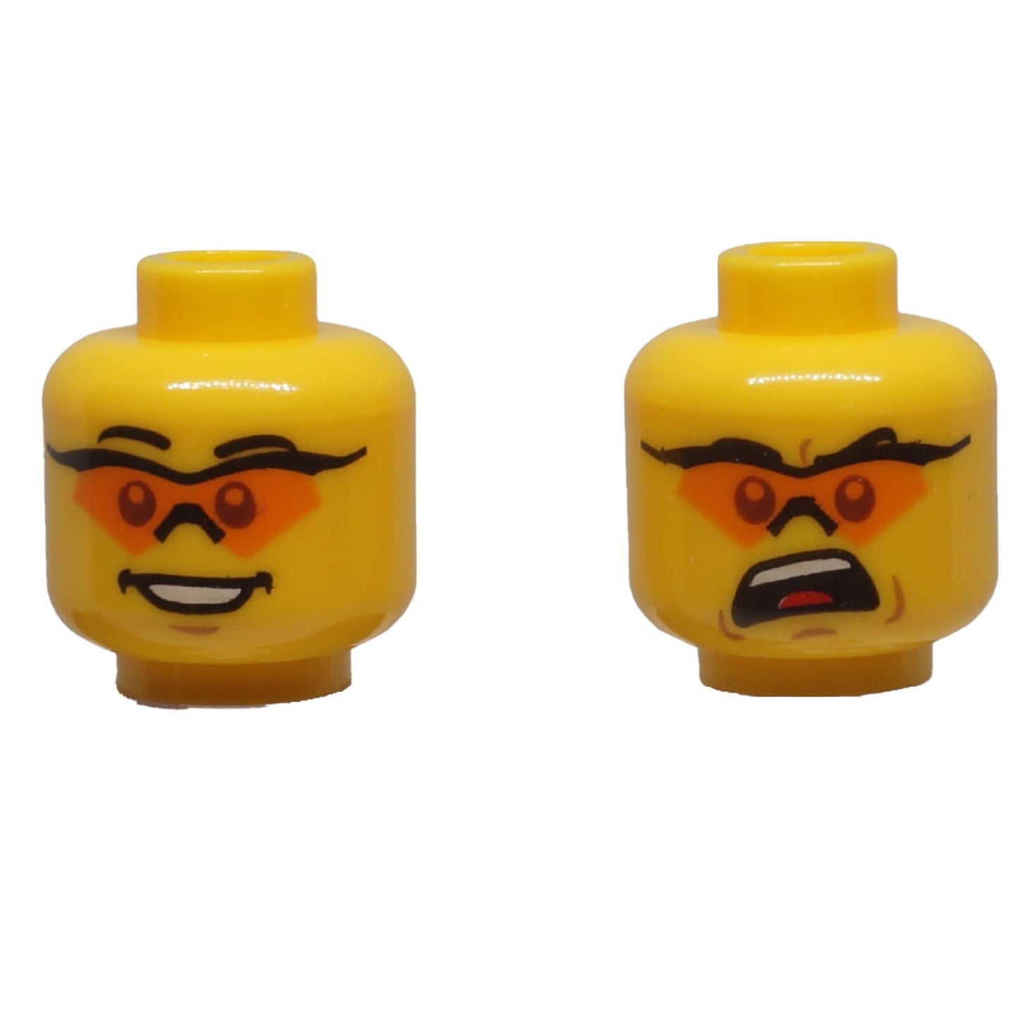 LEGO® Dual-Sided Minifigure Head 3626pb0583 with orange-tinted glasses and two facial expressions
