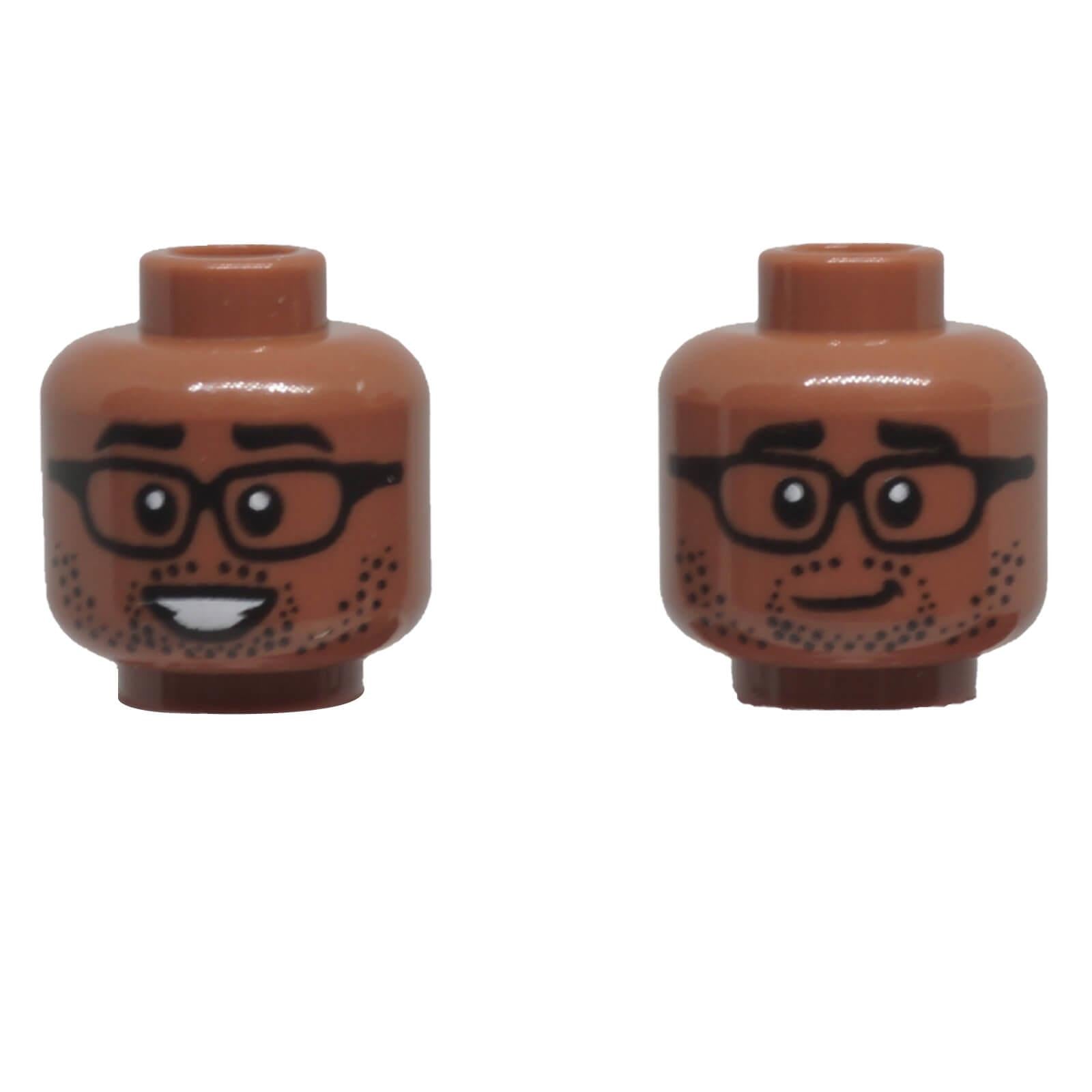 LEGO® Dual-Sided Head 3626pb3154 with Glasses Stubble and Two Smiling Expressions