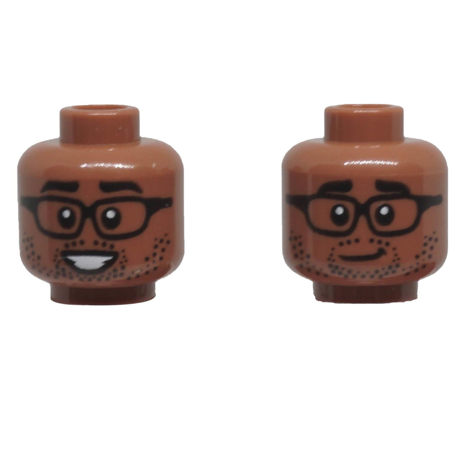 LEGO® Dual-Sided Head 3626pb3154 with Glasses Stubble and Two Smiling Expressions