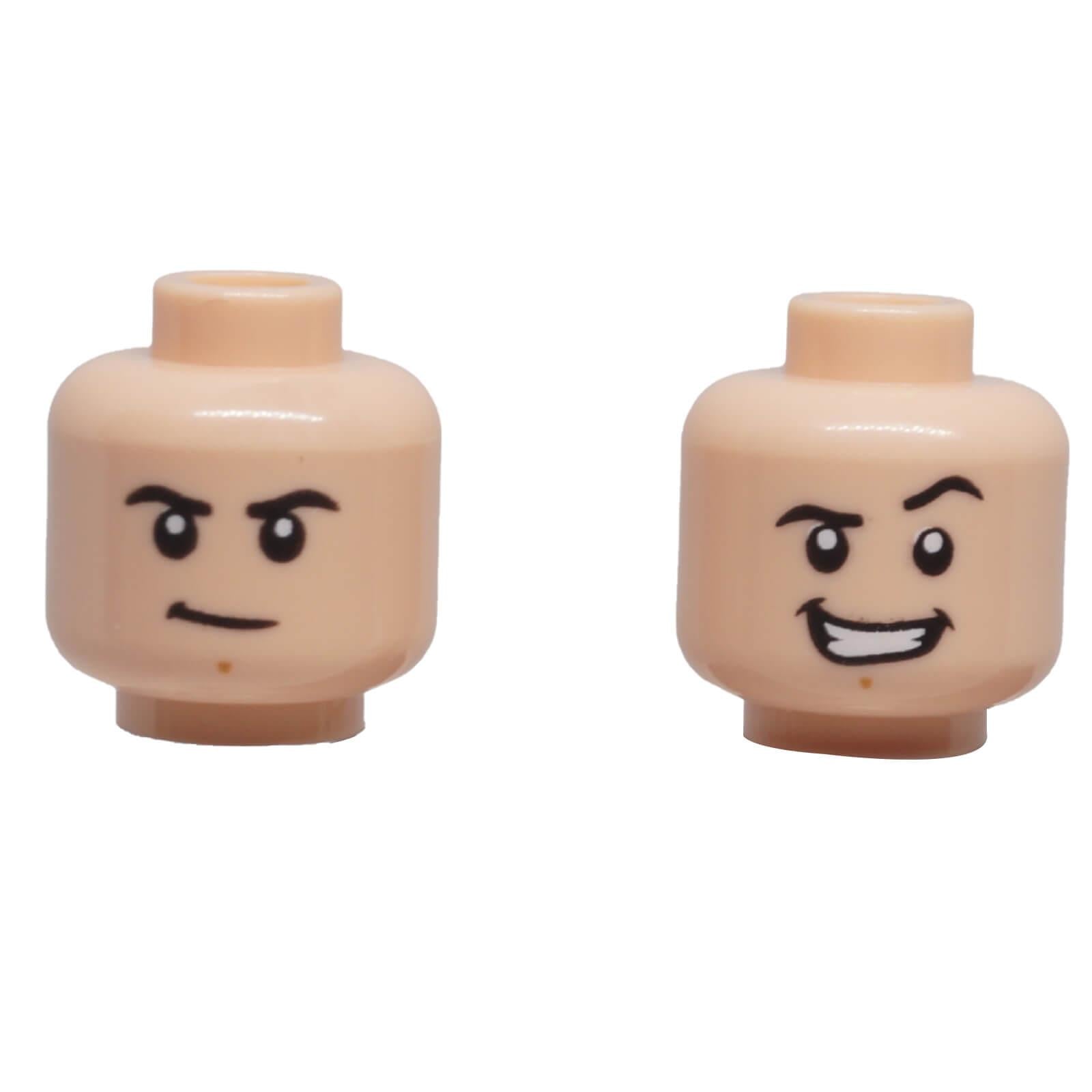LEGO® dual-sided minifigure head 3626pb3013 with neutral and smiling expressions