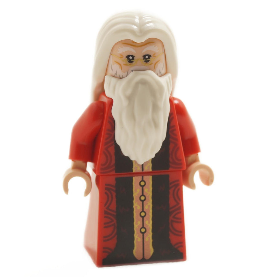 LEGO® Albus Dumbledore minifigure in ornate red robes with long white beard and white hair – from 2024 Advent Calendar (hp525)