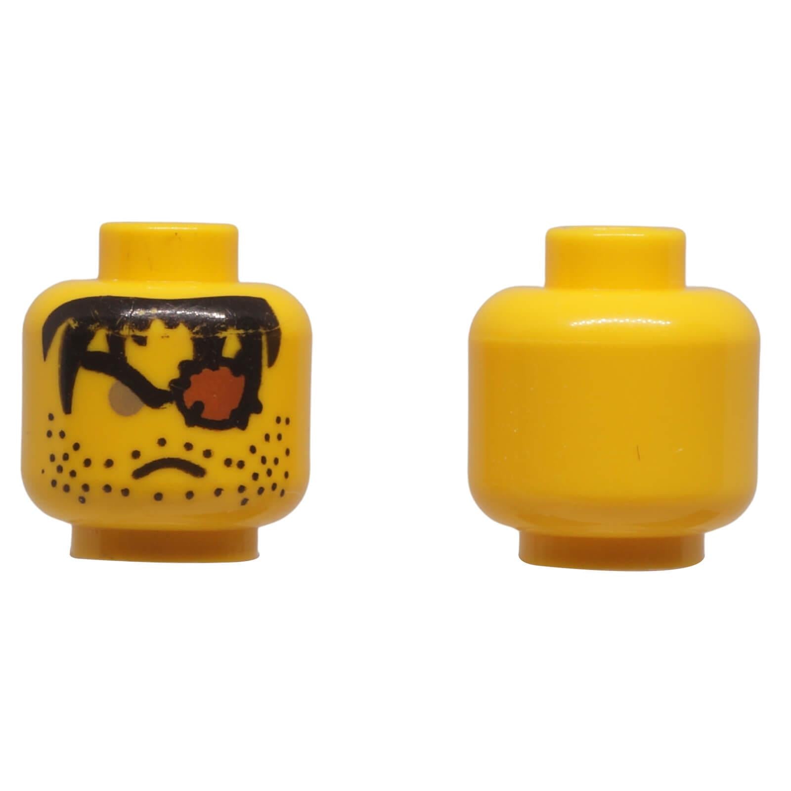 LEGO® minifigure head 3626px72 with eye patch, stubble and frowning facial expression