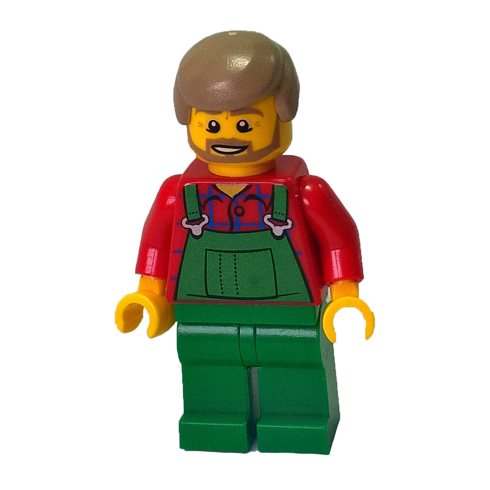 LEGO® Farmer Minifigure hol067 with Green Overalls Dark Tan Hair and Beard
