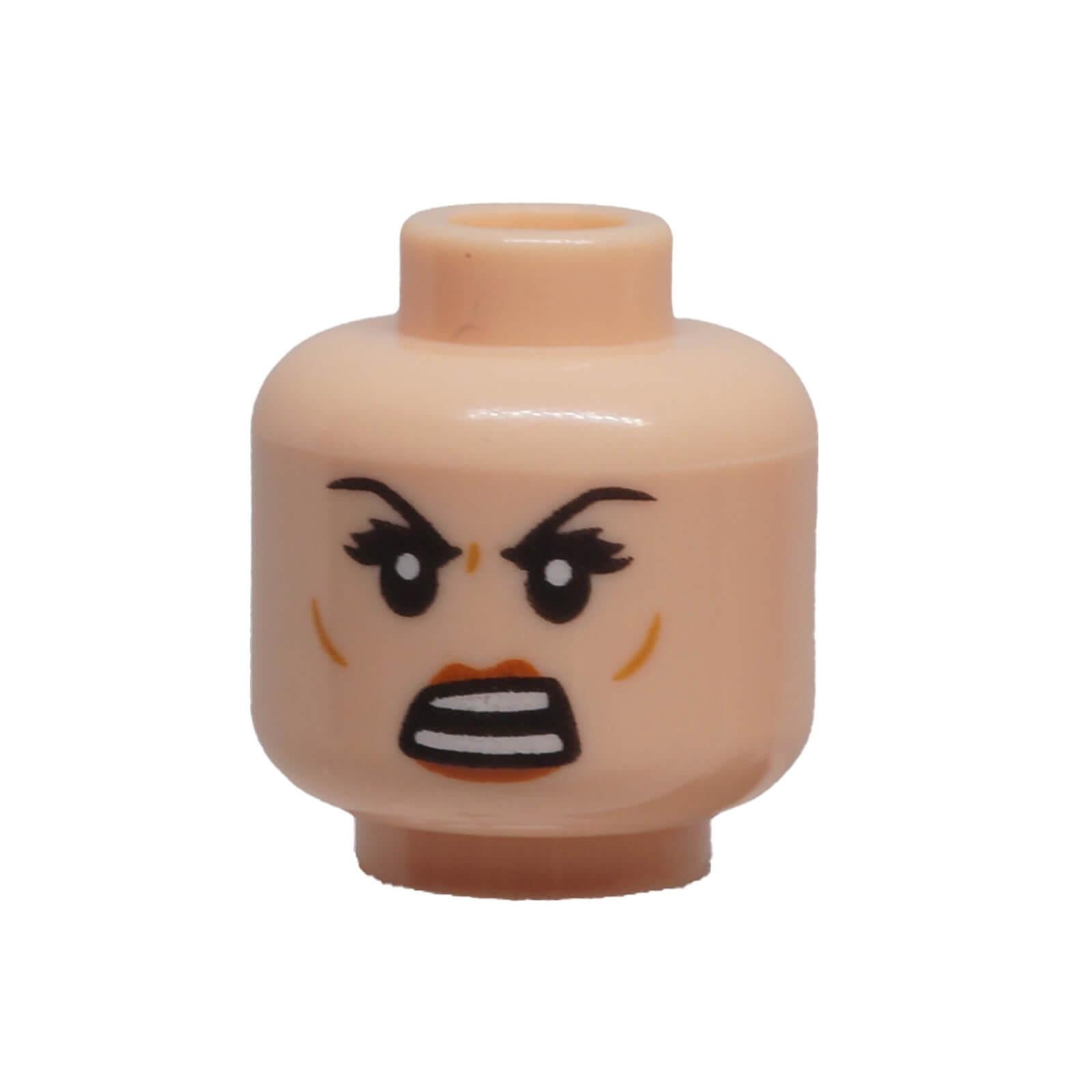 LEGO female light nougat angry minifigure head with open mouth pattern 3626pb1780