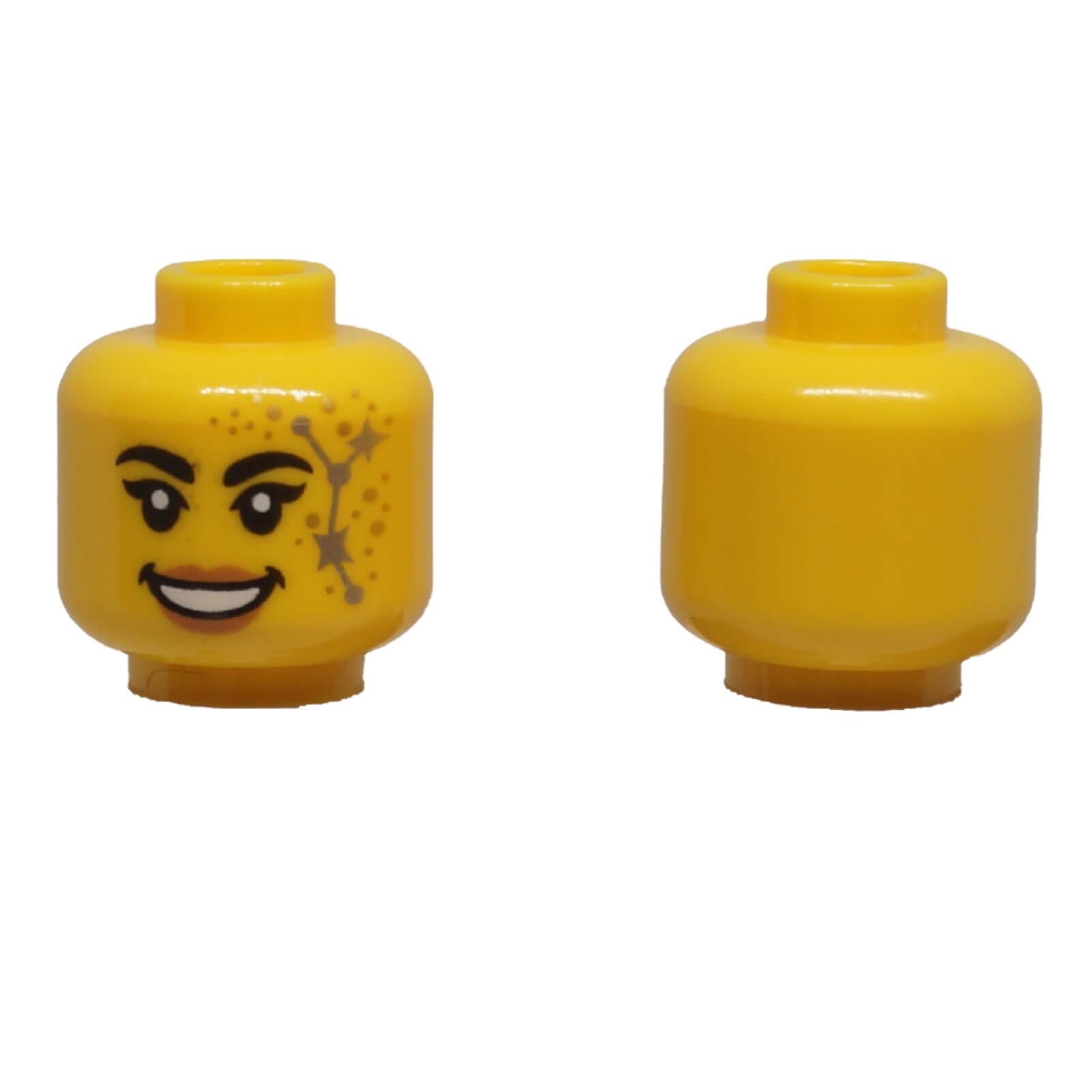 LEGO female minifigure head with constellation face print and smiling expression 3626pb3522