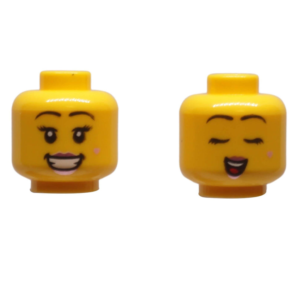 LEGO female minifigure head with smile and singing dual-sided face print 3626pb2634
