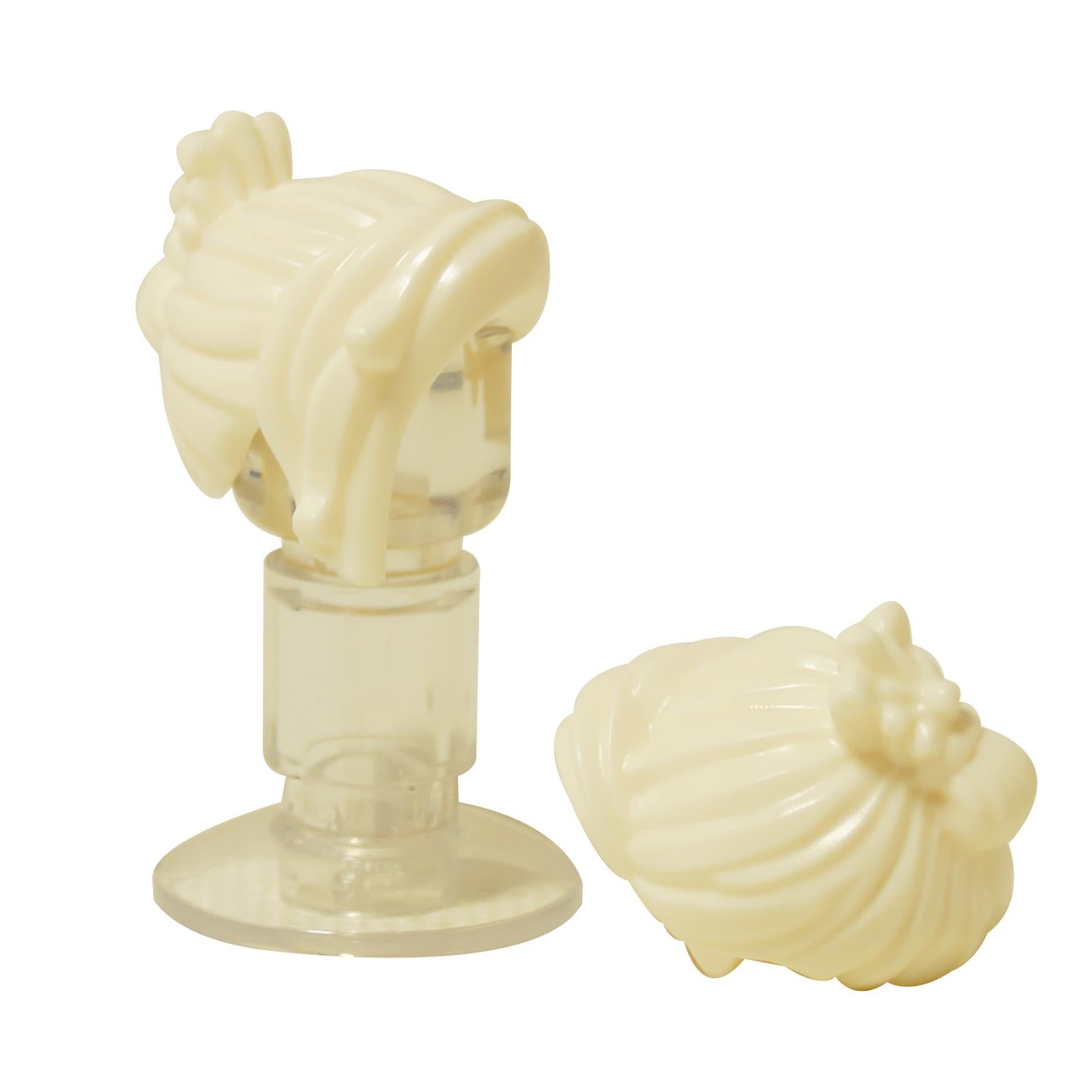 LEGO® female minifigure hair with clipped-up ponytail in white, molded hairstyle hair piece
