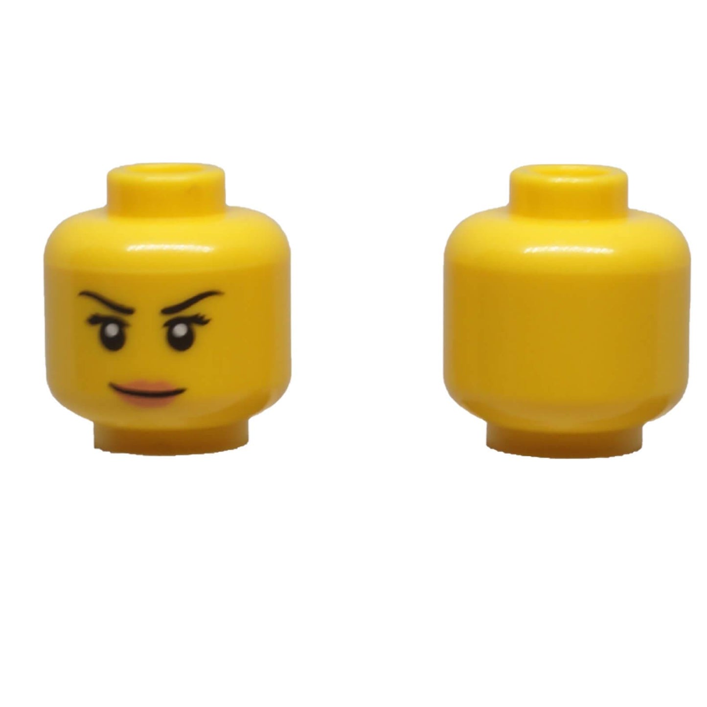 LEGO® Female Minifigure Head 3626pb0513 with black eyebrows, short eyelashes and confident grin