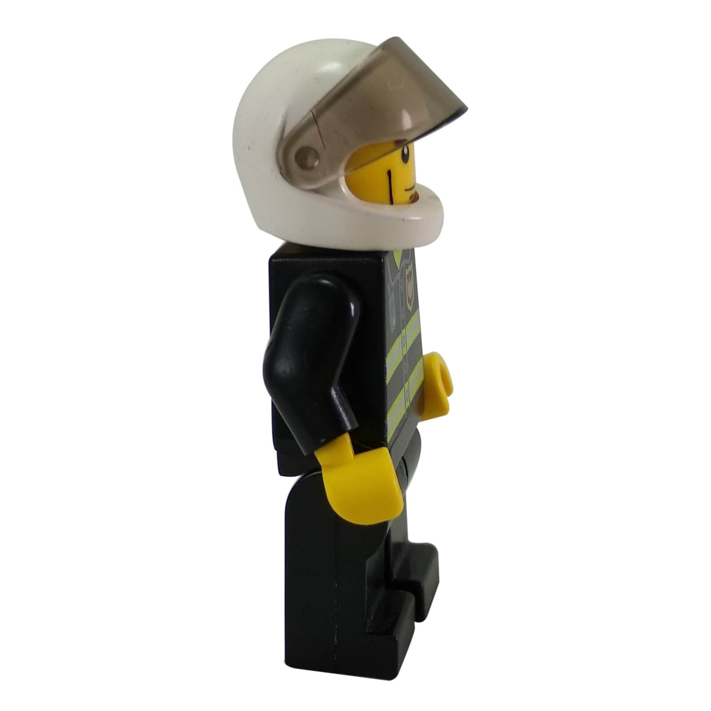 LEGO City firefighter minifigure classic white helmet visor 7213, side