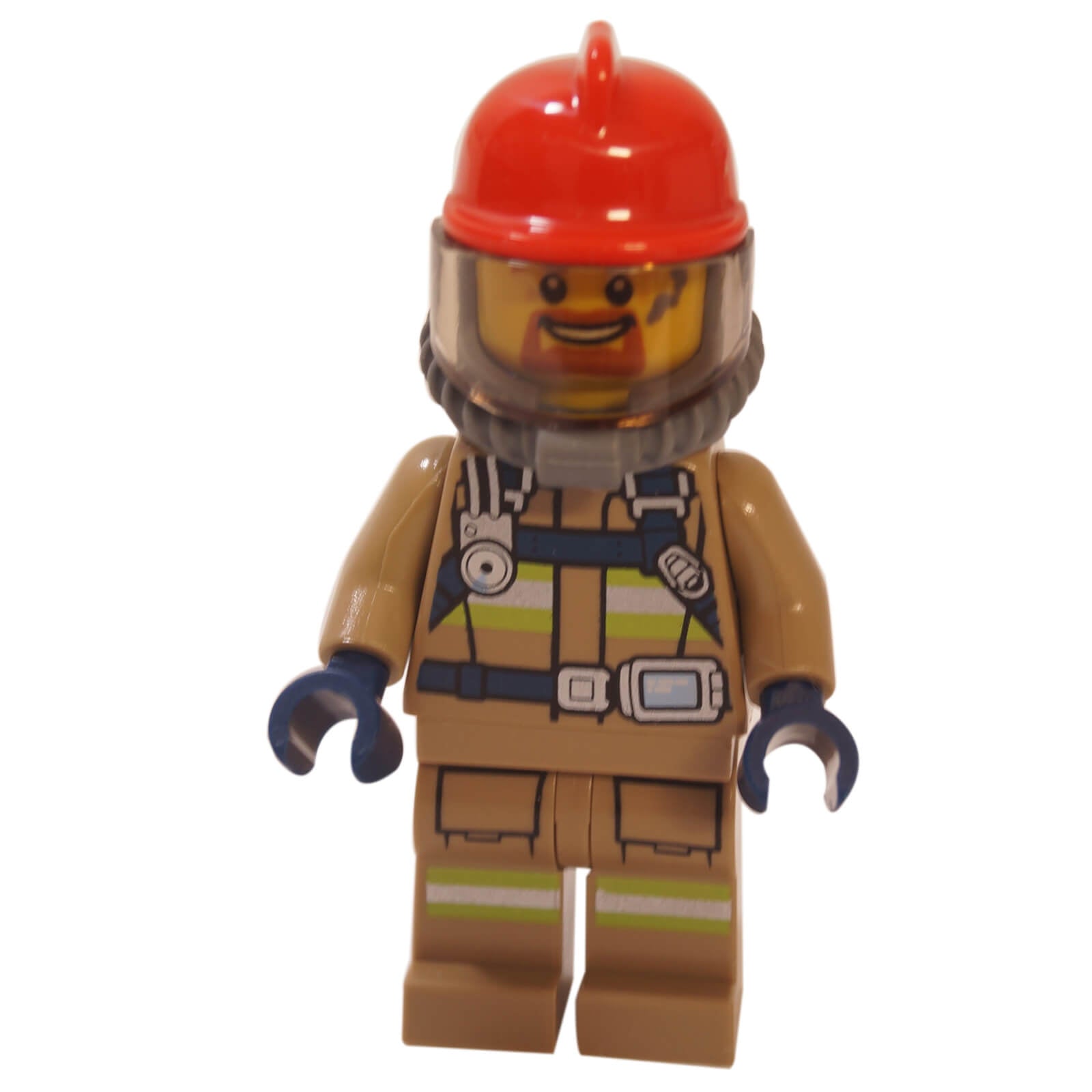 LEGO City firefighter minifigure cty0962 dark tan suit red helmet
