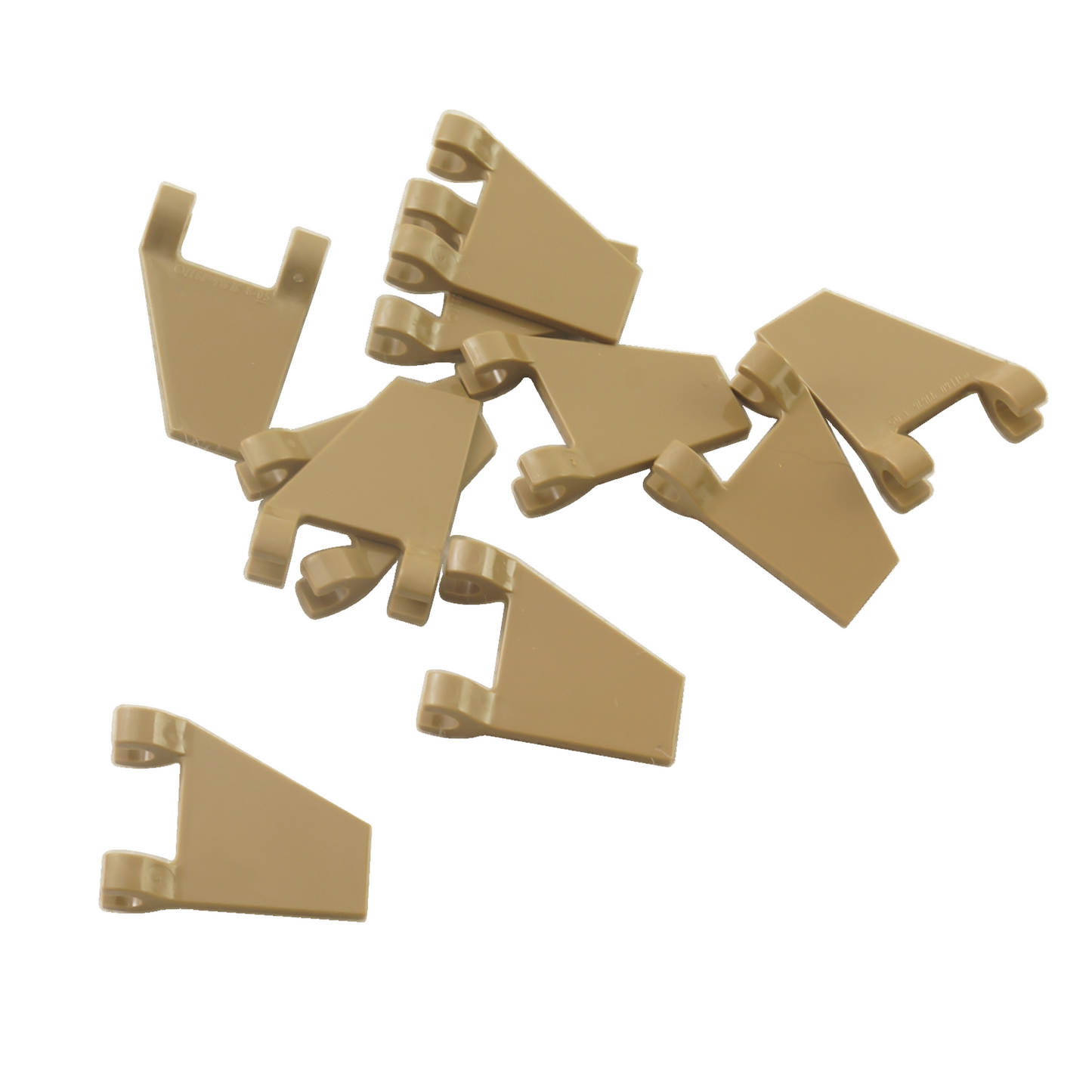 LEGO® Flag 2 x 2 Trapezoid (44676) in dark tan, a trapezoid-shaped flag piece often used for banners, vehicle details, or decorative builds.
