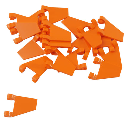 LEGO® Flag 2 x 2 Trapezoid (44676) in orange, a trapezoid-shaped flag piece often used for banners, vehicle details, or decorative builds.
