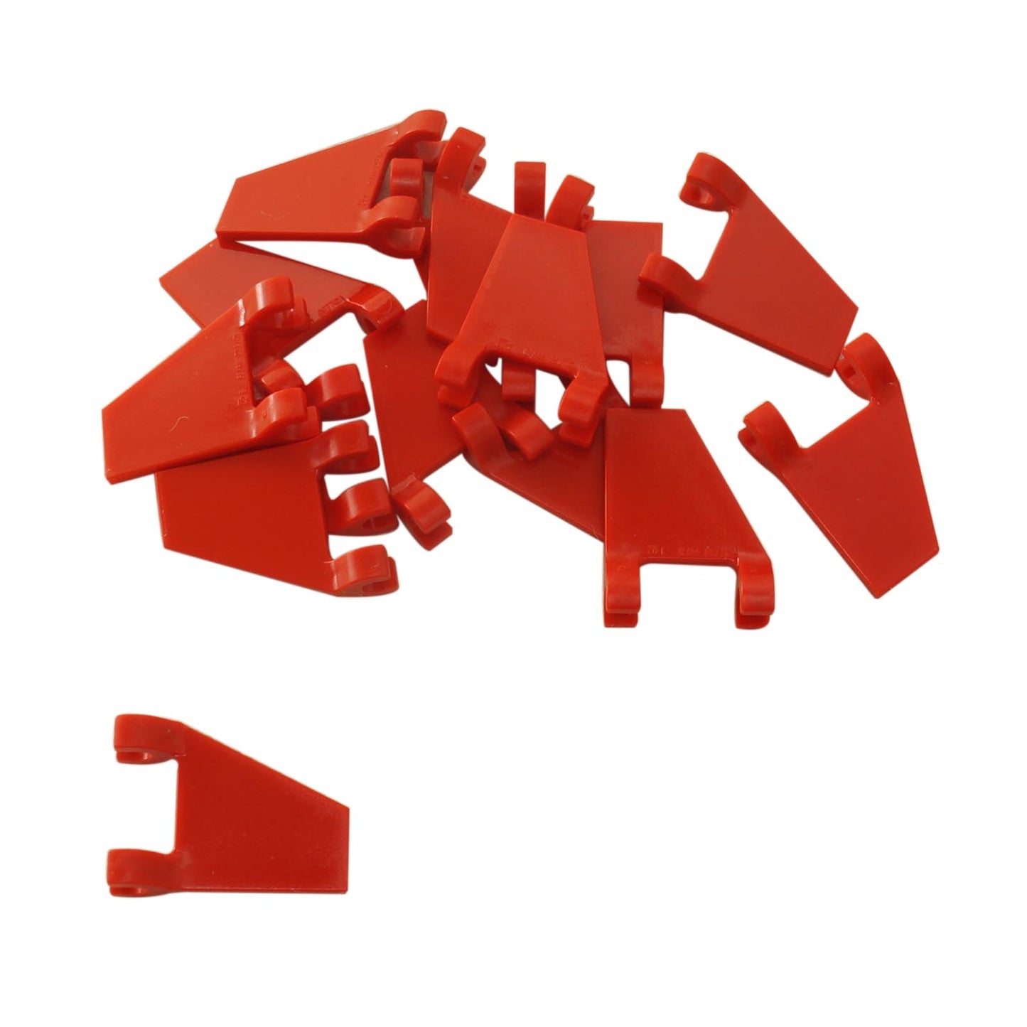 LEGO® Flag 2 x 2 Trapezoid (44676) in red, a trapezoid-shaped flag piece often used for banners, vehicle details, or decorative builds.
