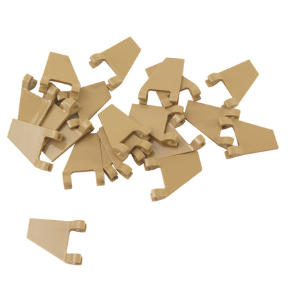 LEGO® Flag 2 x 2 Trapezoid (44676) in tan, a trapezoid-shaped flag piece often used for banners, vehicle details, or decorative builds.
