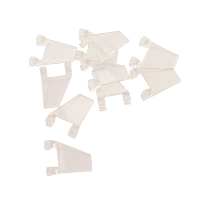 LEGO® Flag 2 x 2 Trapezoid (44676) in trans-clear, a trapezoid-shaped flag piece often used for banners, vehicle details, or decorative builds.
