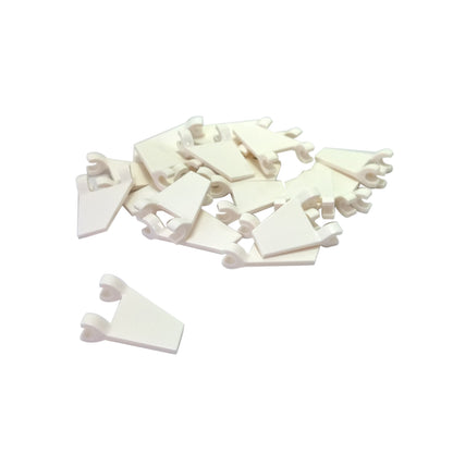 LEGO® Flag 2 x 2 Trapezoid (44676) in white, a trapezoid-shaped flag piece often used for banners, vehicle details, or decorative builds.
