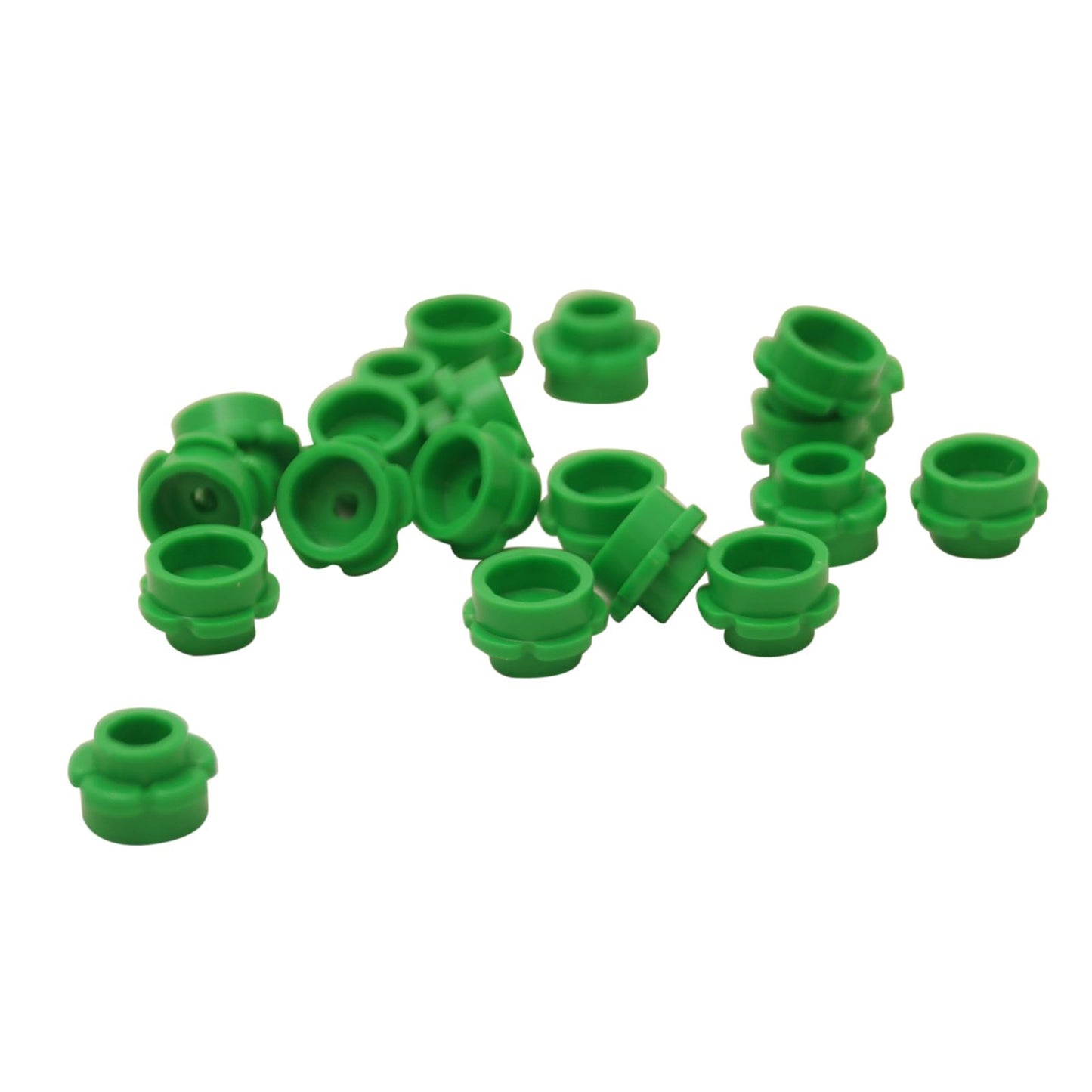 LEGO round 1x1 flower plate part 24866 5 petals bright green