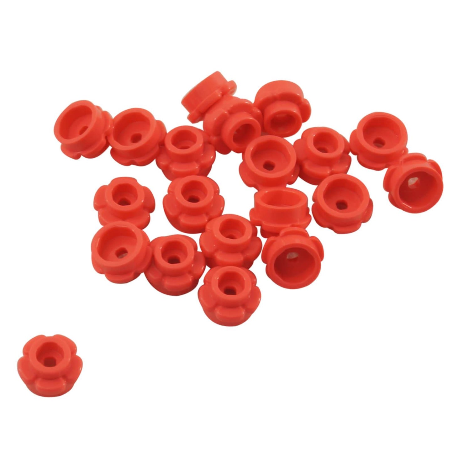 LEGO round 1x1 flower plate part 24866 5 petals coral