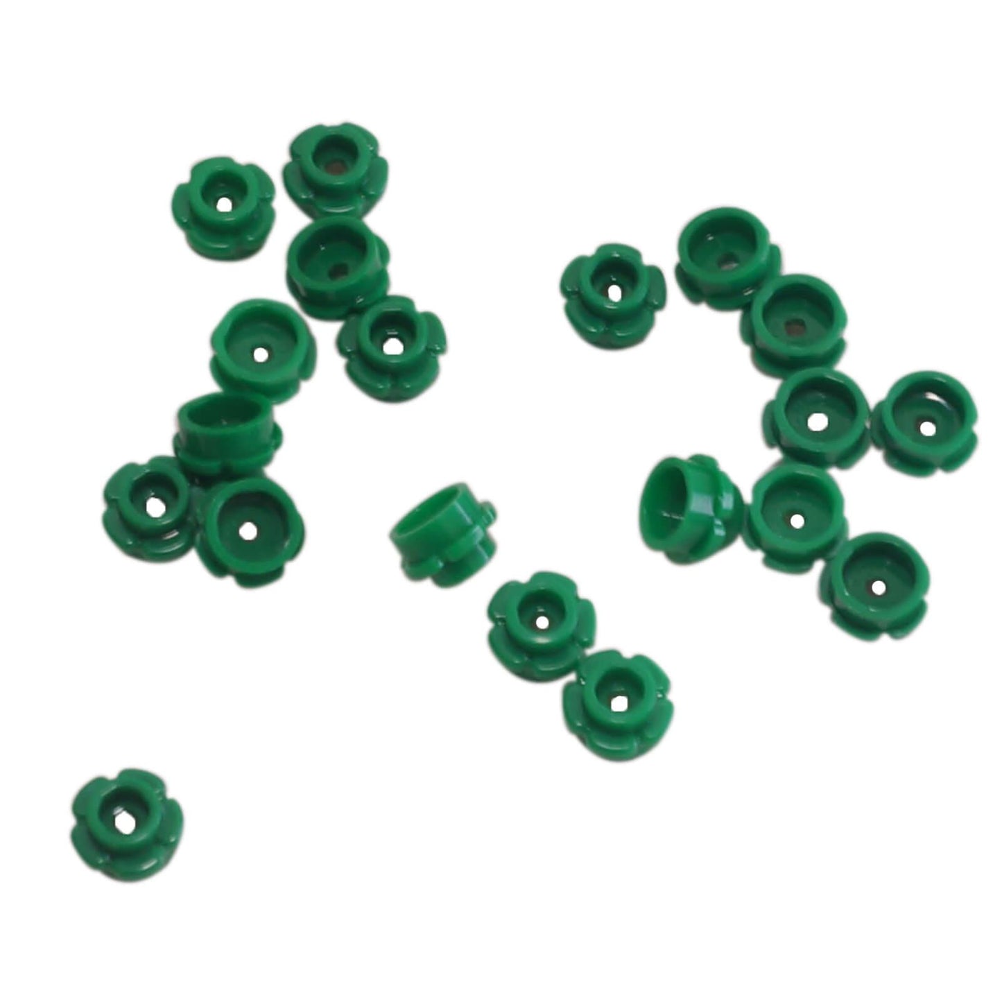 LEGO round 1x1 flower plate part 24866 5 petals green