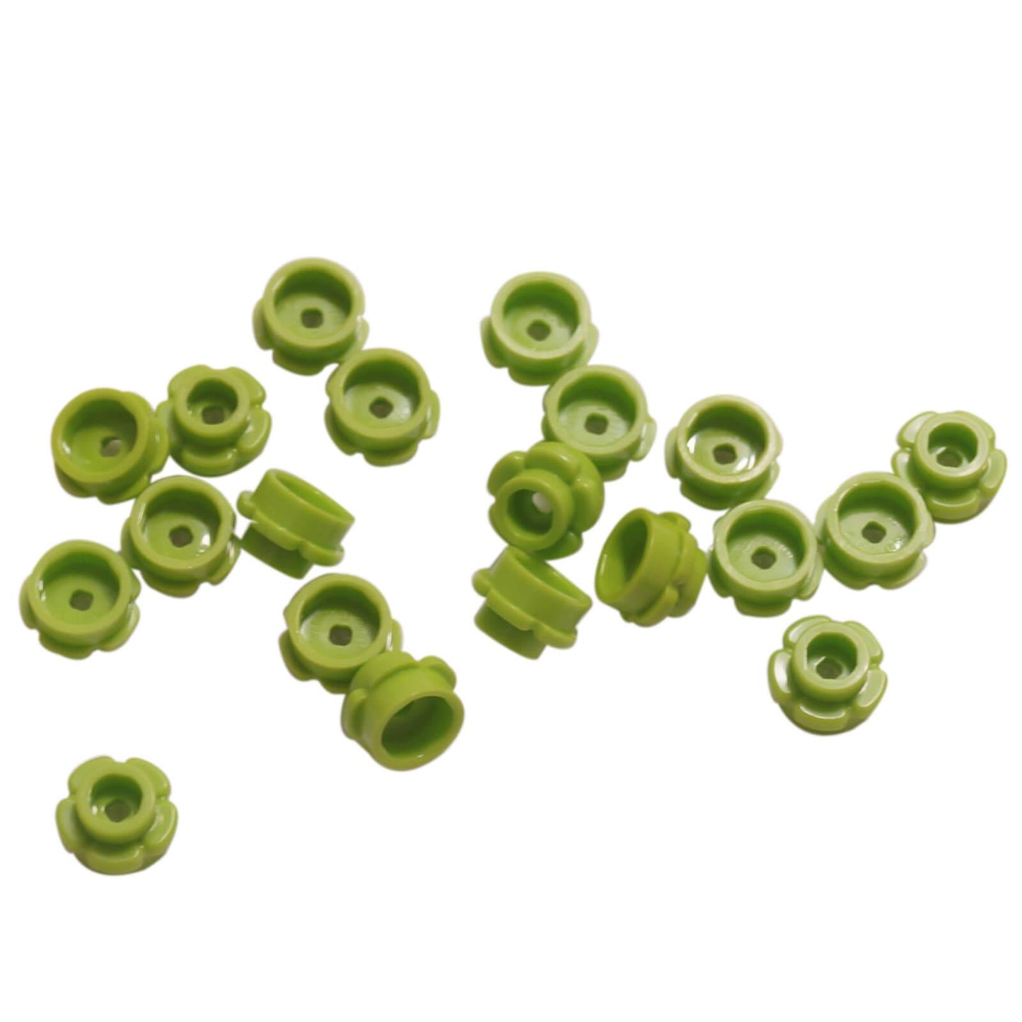 LEGO round 1x1 flower plate part 24866 5 petals lime