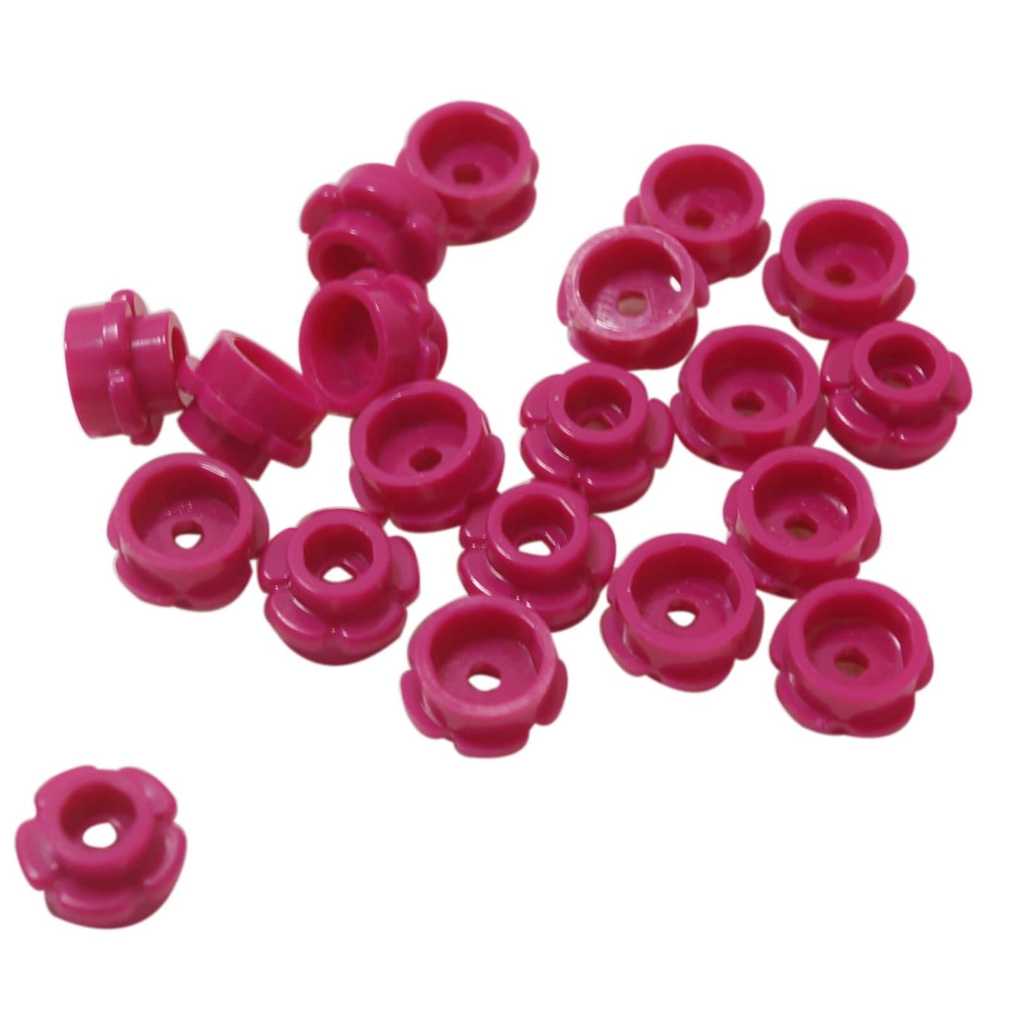 LEGO round 1x1 flower plate part 24866 5 petals magenta