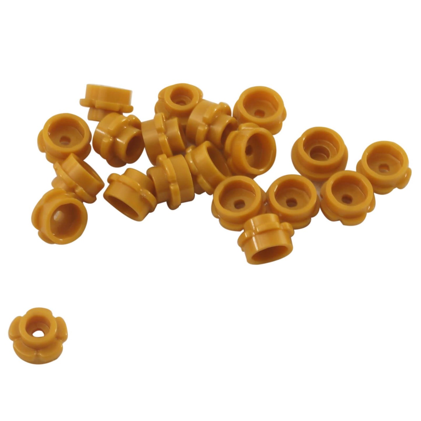 LEGO round 1x1 flower plate part 24866 5 petals pearl gold