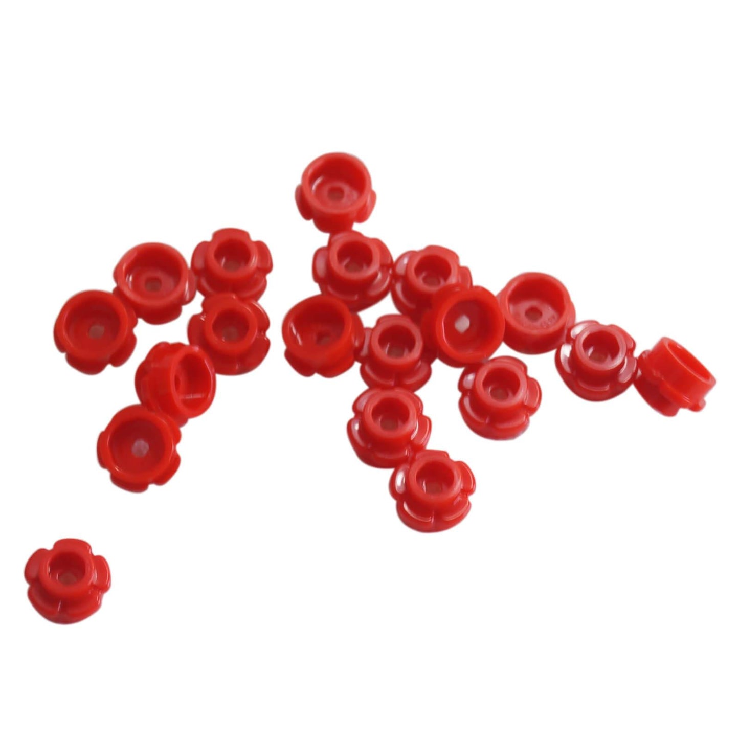 LEGO round 1x1 flower plate part 24866 5 petals red