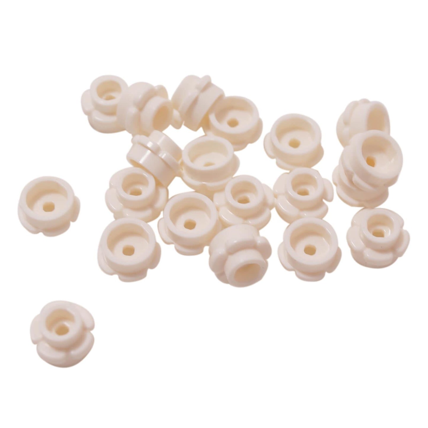 LEGO round 1x1 flower plate part 24866 5 petals white