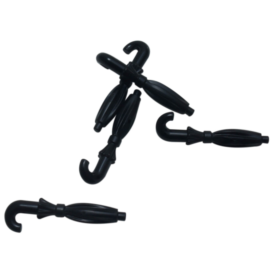LEGO® folded umbrella accessory part 27150 in black, perfect for City minifigures or classic villains.