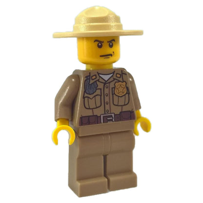 LEGO Forest Police Officer cty425 with dark tan shirt and campaign hat.