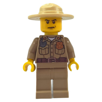 LEGO Forest Police Officer cty425 in dark tan shirt and campaign hat.