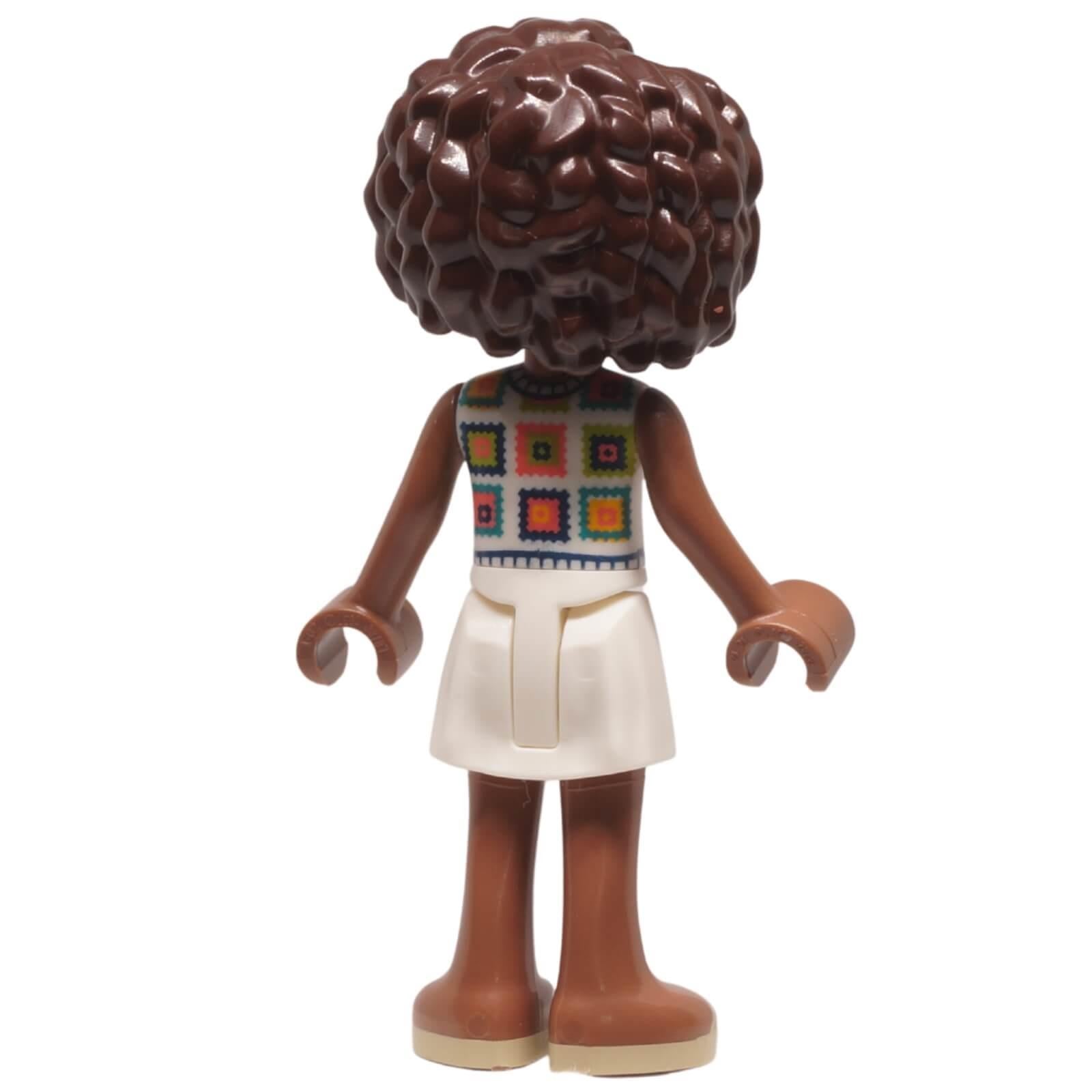 LEGO Friends Aliya minifigure frnd0833 crochet top white skirt, back view