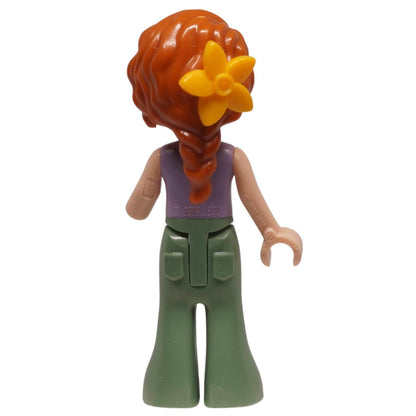 LEGO Friends Autumn minifigure frnd0791 lavender floral outfit braided hair, back view