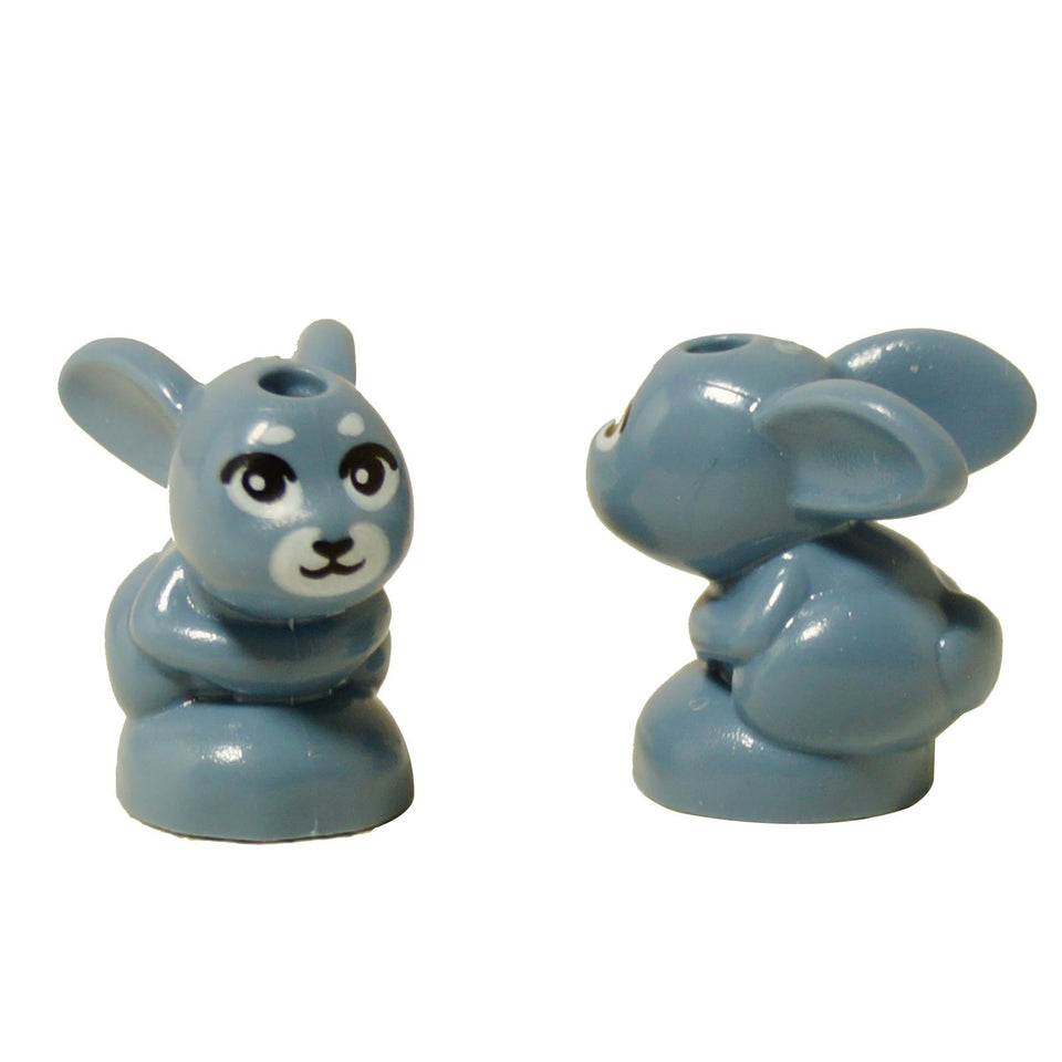 LEGO® Friends baby bunny figure in sand blue, small molded rabbit accessory with printed face

