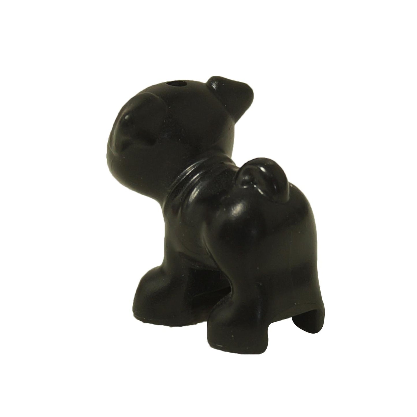 LEGO® Friends black puppy figure with curled tail back view