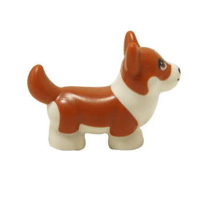 LEGO® Figura de perro Corgi de Friends llamada Waffles en naranja oscuro y blanco, vista lateral