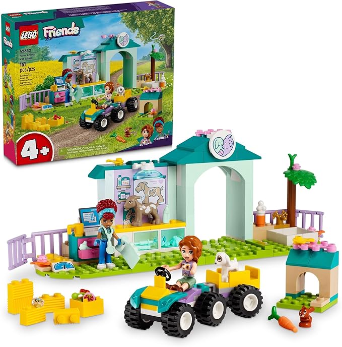 LEGO Friends Farm Animal Vet Clinic 42632 with goat baby rabbit and trailer