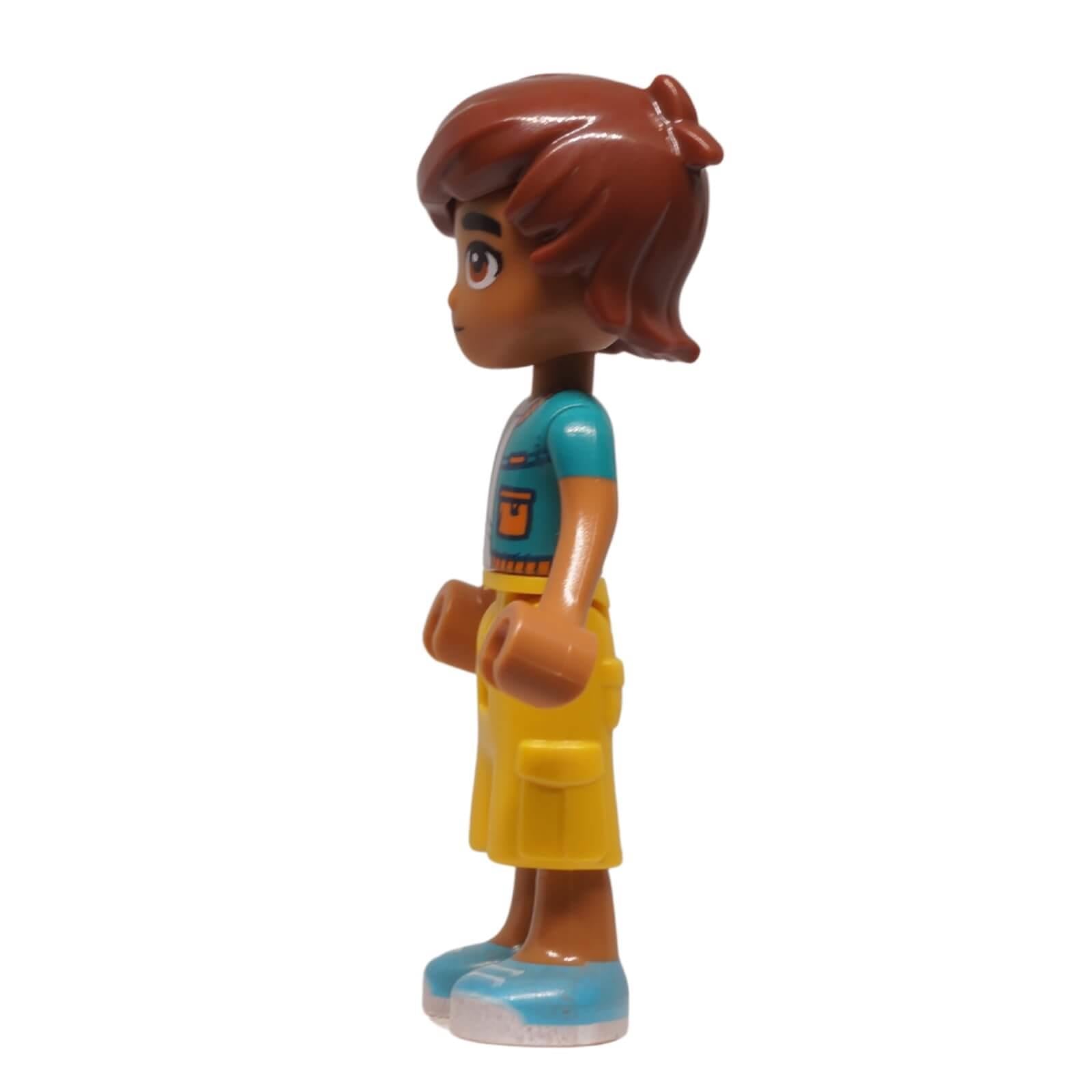 LEGO Friends Leo minifigure frnd0778 turquoise jacket yellow trousers, side view