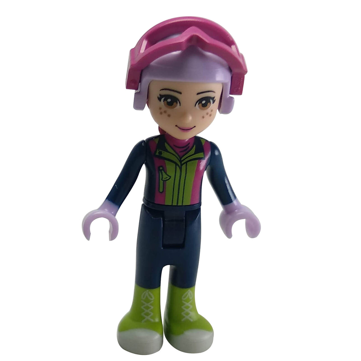 LEGO® Friends Mia frnd221 mini-doll wearing Dark Blue winter sports clothing, helmet and goggles from Snow Resort Ski Lift