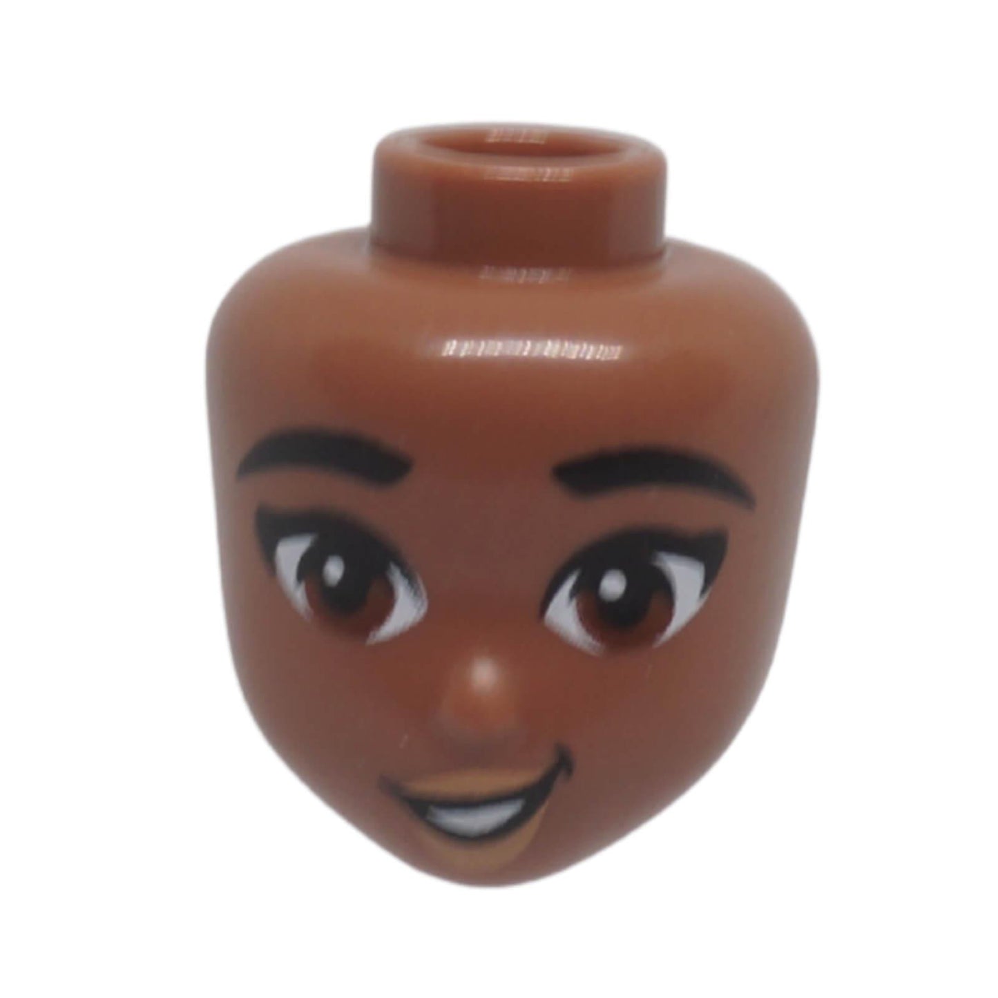 LEGO Friends mini-doll head 103410 with reddish brown eyes, black eyebrows and open-mouth smile
