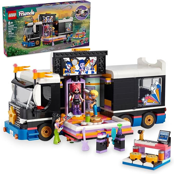 LEGO Friends Pop Star Music Tour Bus 42619 vehicle set with mini dolls and interior