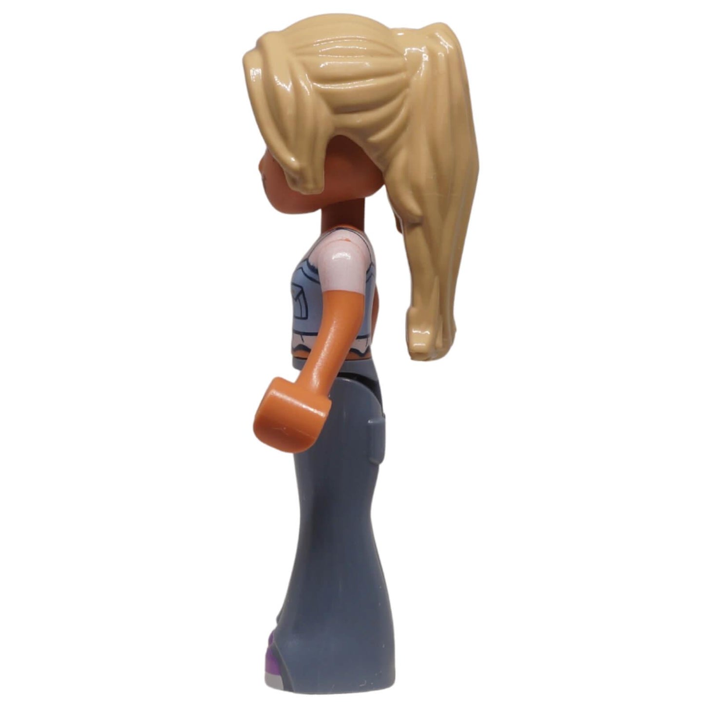 LEGO Friends Sara minifigure frnd0811 blue top sand blue trousers, side profile