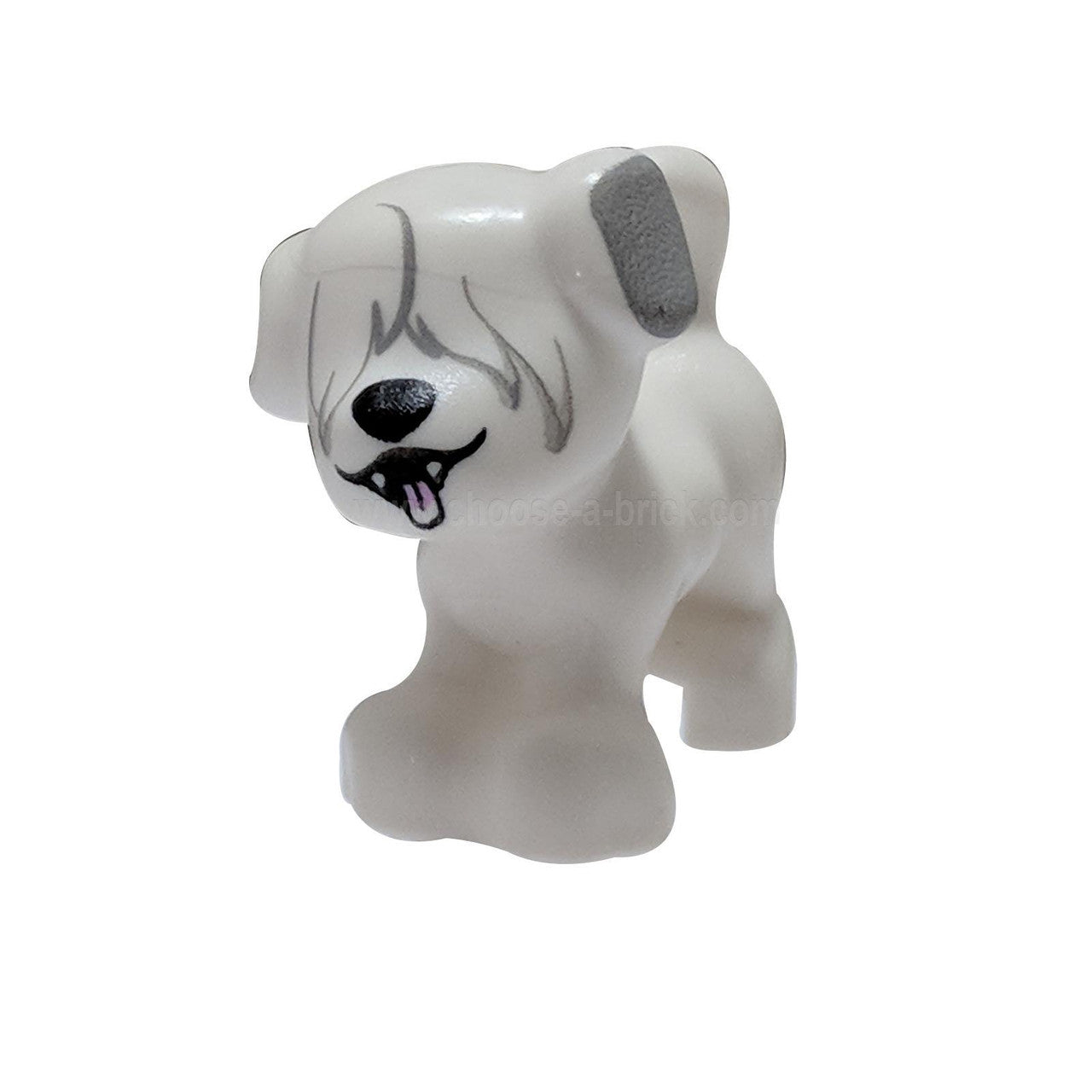 LEGO® Friends white puppy with fur over eyes and open mouth
