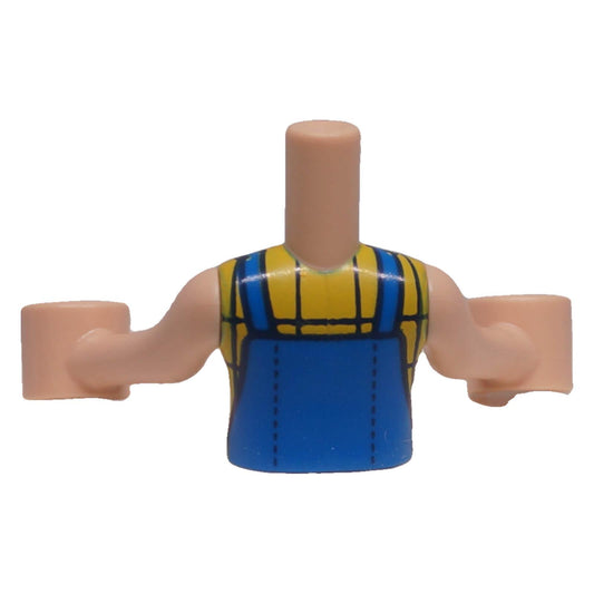 LEGO® FTGpb338c01 mini-doll blue overalls and yellow checkered blouse torso back view